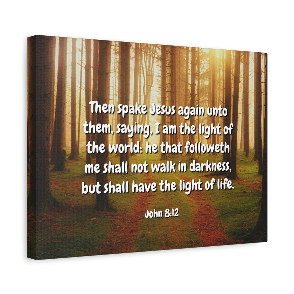 Scripture Canvas Light Of Life John 8:12 Christian Wall Art Bible Verse Print